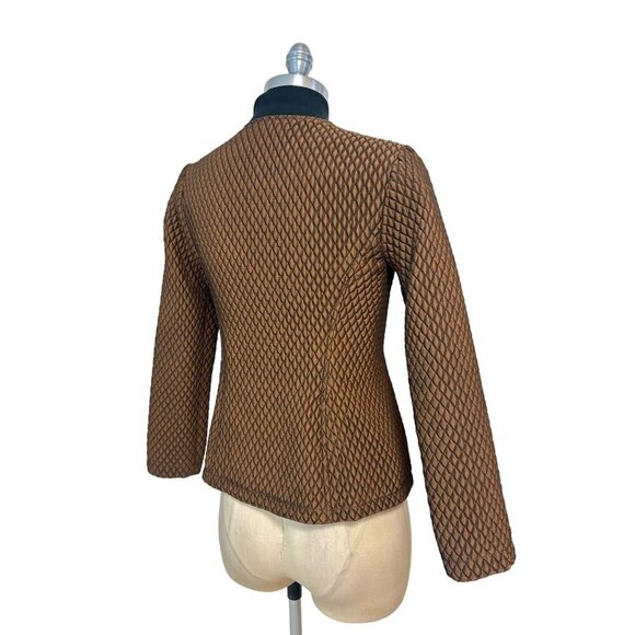 St. John Designer Brown Quilted Zip Jacket Size Petite P - Picture 3 of 5